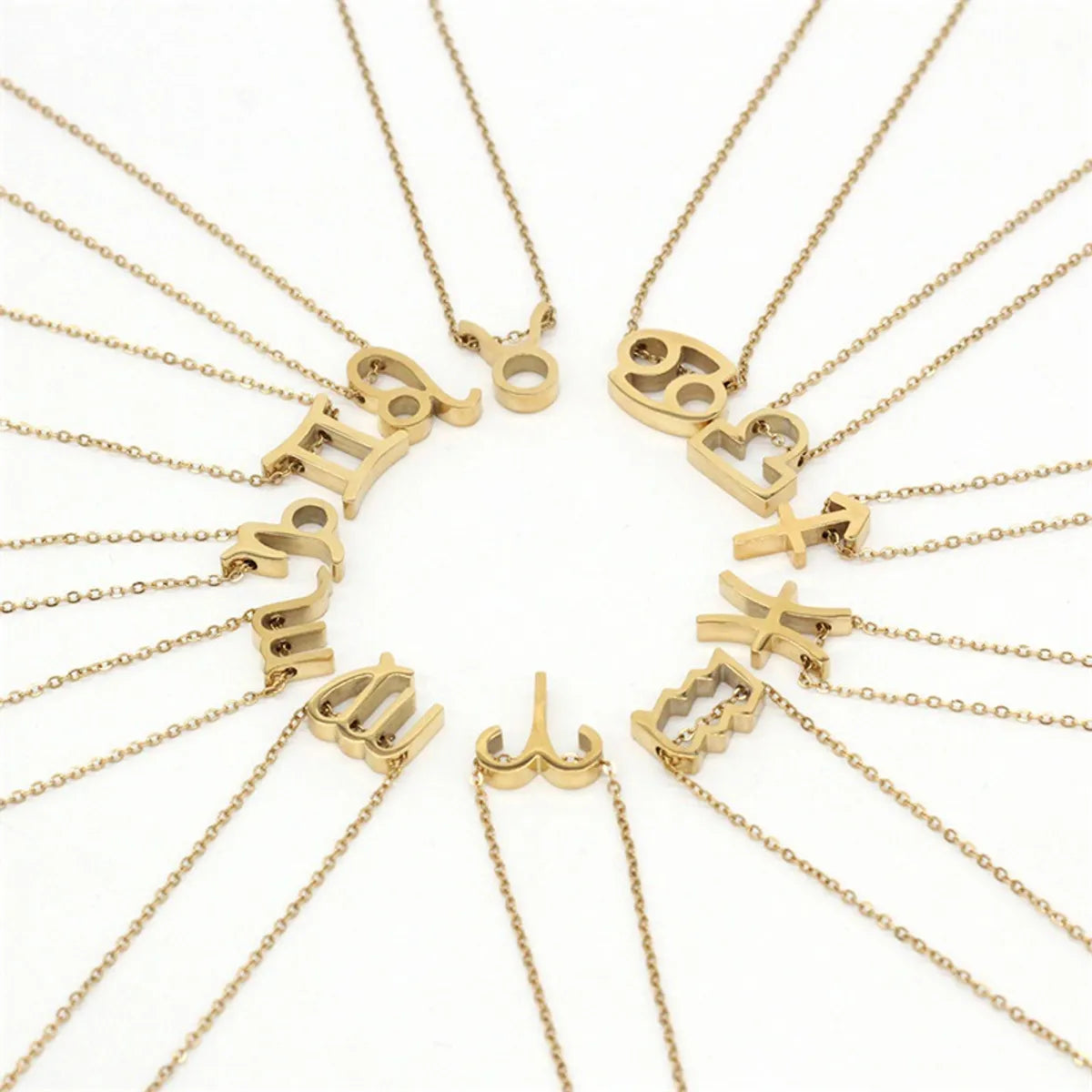 Fashion Zodiac Constellation Pendant Stainless Steel Gold Plated Necklace