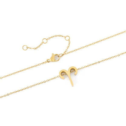 Fashion Zodiac Constellation Pendant Stainless Steel Gold Plated Necklace