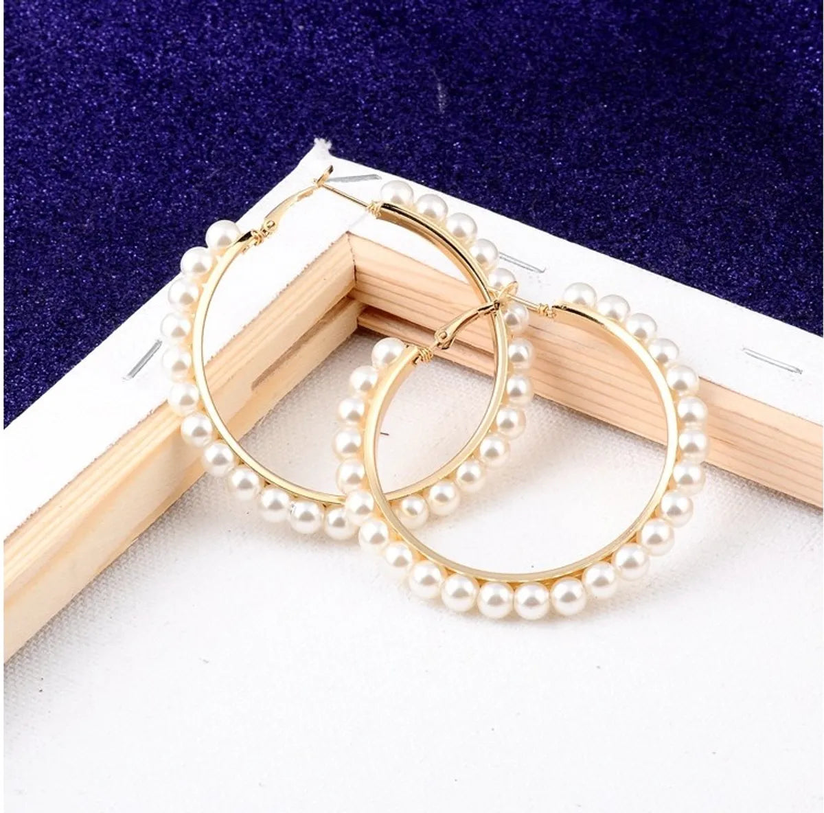 1 Set Exaggerated Geometric Inlaid Pearls Imitation Pearl Artificial Pearls Earrings