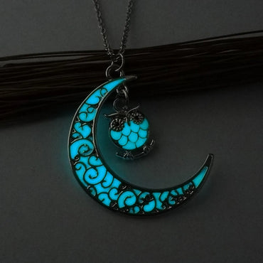 Fashionable Luminous Diy Pendant  Moon Owl Luminous Necklace