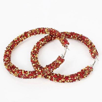 Lady Fashion Ethnic Style Round Rhinestone Artificial Gemstones Earrings