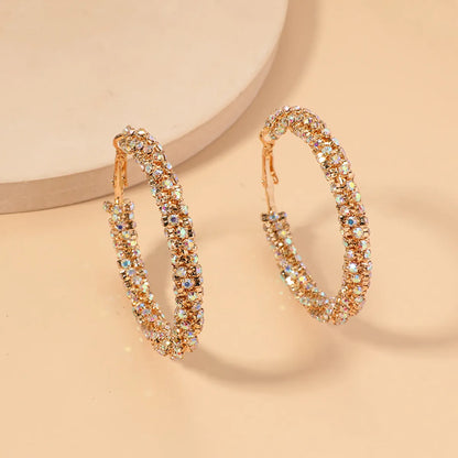 Fashionable Simple Circle Diamond Earrings