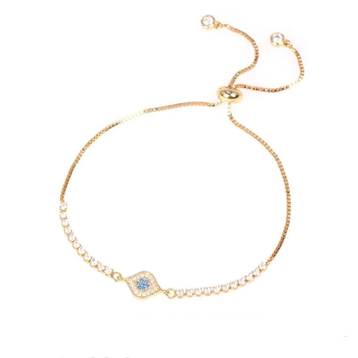 Fashionable Turkish Blue Eye Bracelet With Diamonds And Color Zirconia Adjustable Bracelet