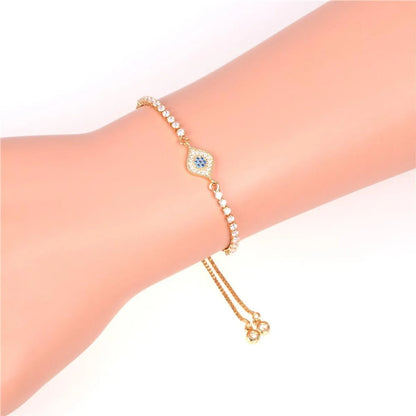 Fashionable Turkish Blue Eye Bracelet With Diamonds And Color Zirconia Adjustable Bracelet