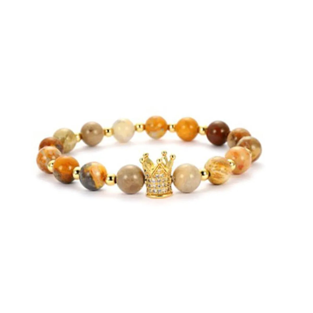 Fashionable Weathered Stone Micro-inlaid Zircon Crown Bracelet Nhyl130677