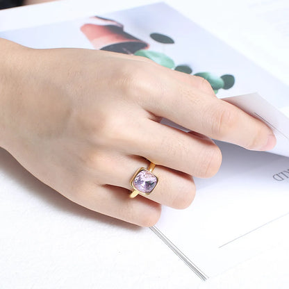 Fashion Geometry Pattern Multicolor Zircon Stainless Steel Ring Wholesale Gooddiy