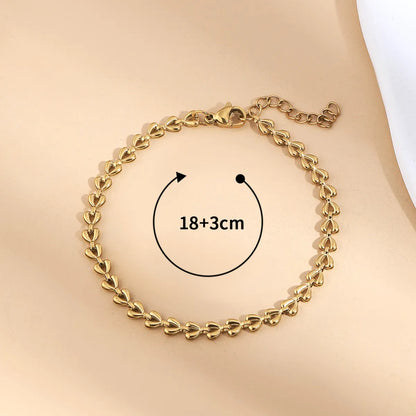 Simple Style Classic Style Solid Color 201 Stainless Steel 18K Gold Plated Bracelets In Bulk