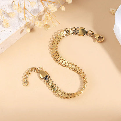 Simple Style Classic Style Solid Color 201 Stainless Steel 18K Gold Plated Bracelets In Bulk