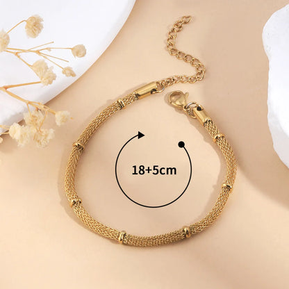 Simple Style Classic Style Solid Color 201 Stainless Steel 18K Gold Plated Bracelets In Bulk