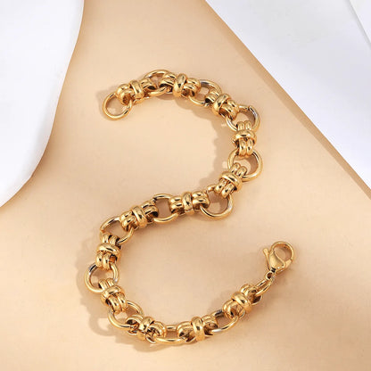 Simple Style Classic Style Solid Color 201 Stainless Steel 18K Gold Plated Bracelets In Bulk