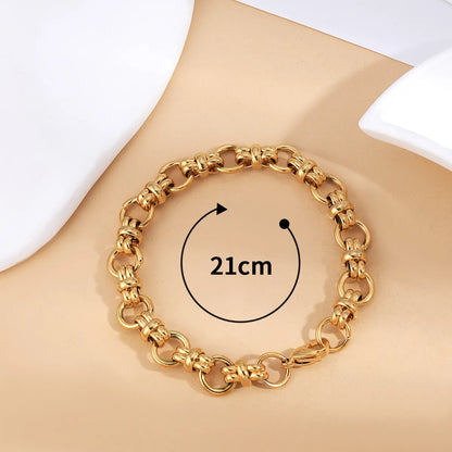 Simple Style Classic Style Solid Color 201 Stainless Steel 18K Gold Plated Bracelets In Bulk