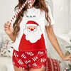 Festival Women'S Christmas Santa Claus Letter Polyester Milk Fiber Printing Shorts Sets Pajama Sets