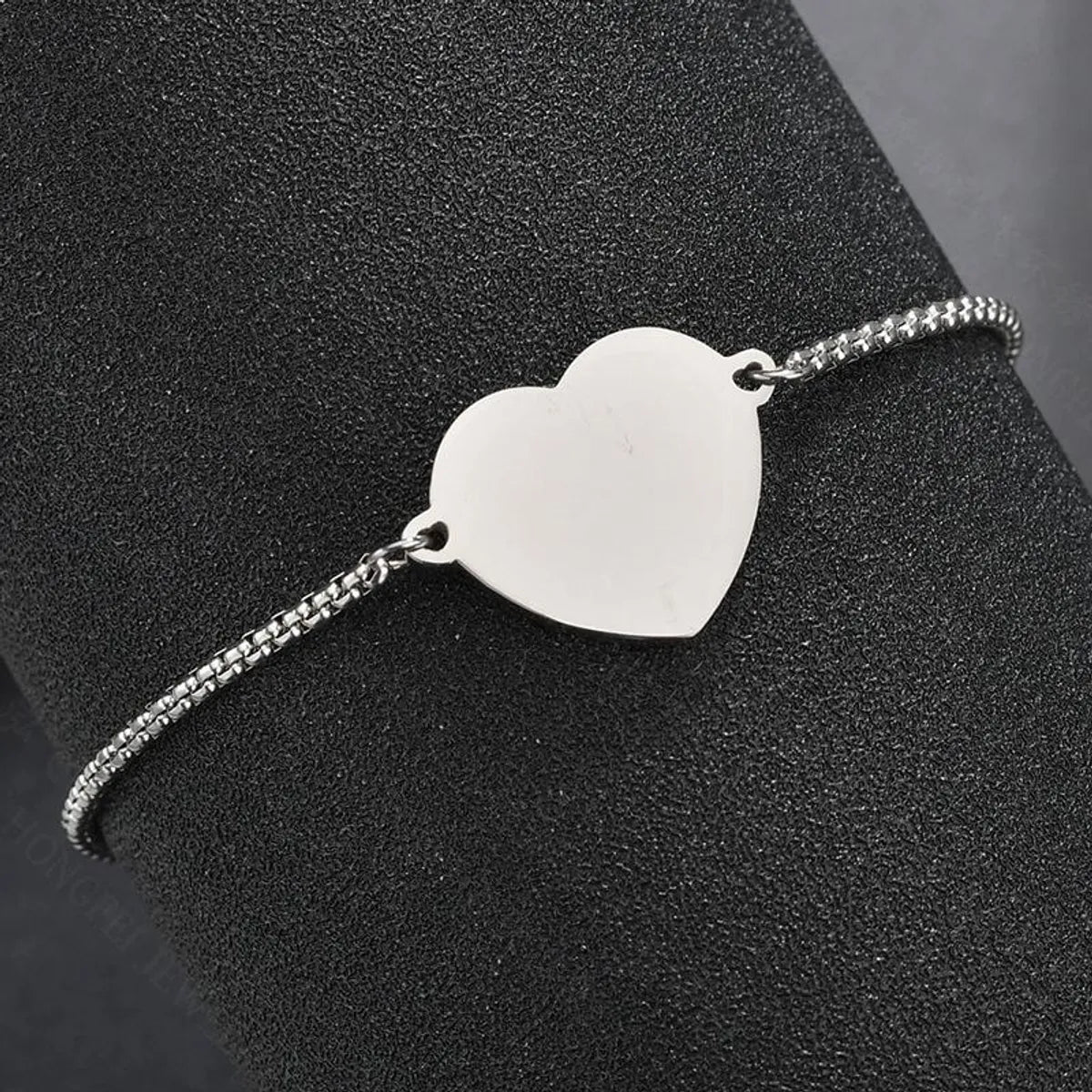 Fine Polished Face Heart Bracelet Stainless Steel Love Adjustable Pull Personality Lettering Bracelet