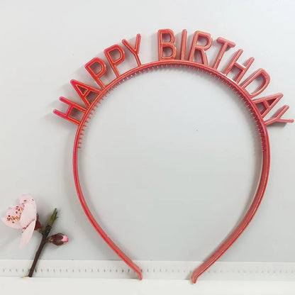 First-Hand Supply HAPPY BIRTHDAY Golden Silver HAPPY BIRTHDAY Plastic Colorful Hair Band Head Hoop Wholesale