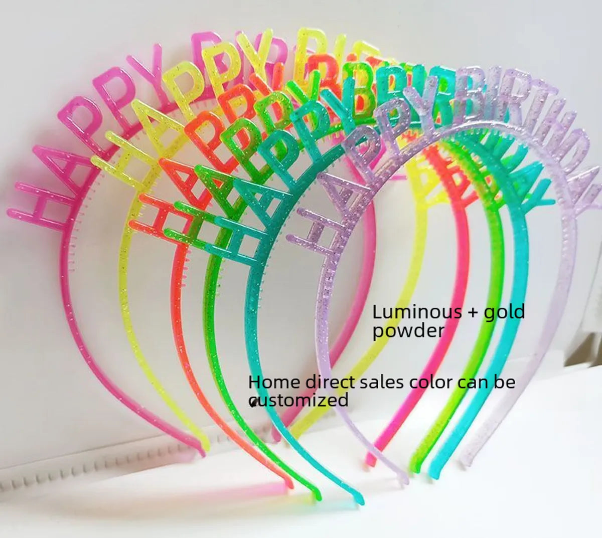 First-Hand Supply HAPPY BIRTHDAY Golden Silver HAPPY BIRTHDAY Plastic Colorful Hair Band Head Hoop Wholesale