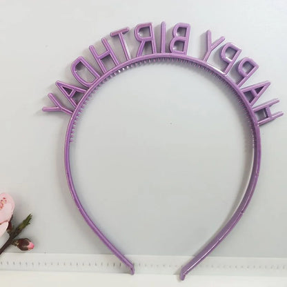 First-Hand Supply HAPPY BIRTHDAY Golden Silver HAPPY BIRTHDAY Plastic Colorful Hair Band Head Hoop Wholesale