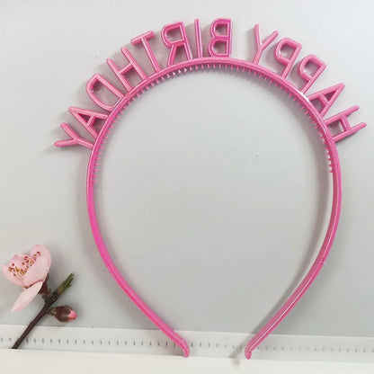 First-Hand Supply HAPPY BIRTHDAY Golden Silver HAPPY BIRTHDAY Plastic Colorful Hair Band Head Hoop Wholesale