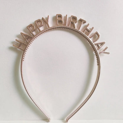 First-Hand Supply HAPPY BIRTHDAY Golden Silver HAPPY BIRTHDAY Plastic Colorful Hair Band Head Hoop Wholesale