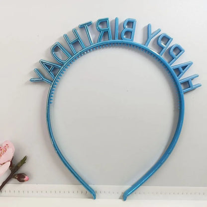 First-Hand Supply HAPPY BIRTHDAY Golden Silver HAPPY BIRTHDAY Plastic Colorful Hair Band Head Hoop Wholesale