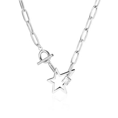 Five-pointed Star Ot Buckle Titanium Steel Necklace Wholesale