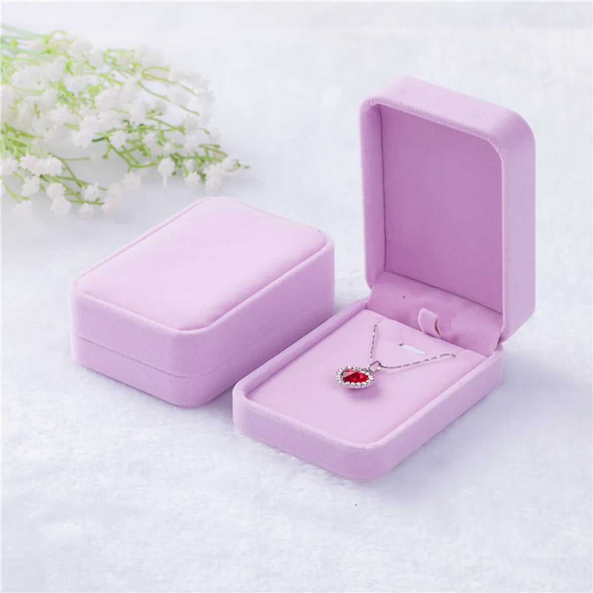 Basic Solid Color Flannel Fabric Jewelry Boxes