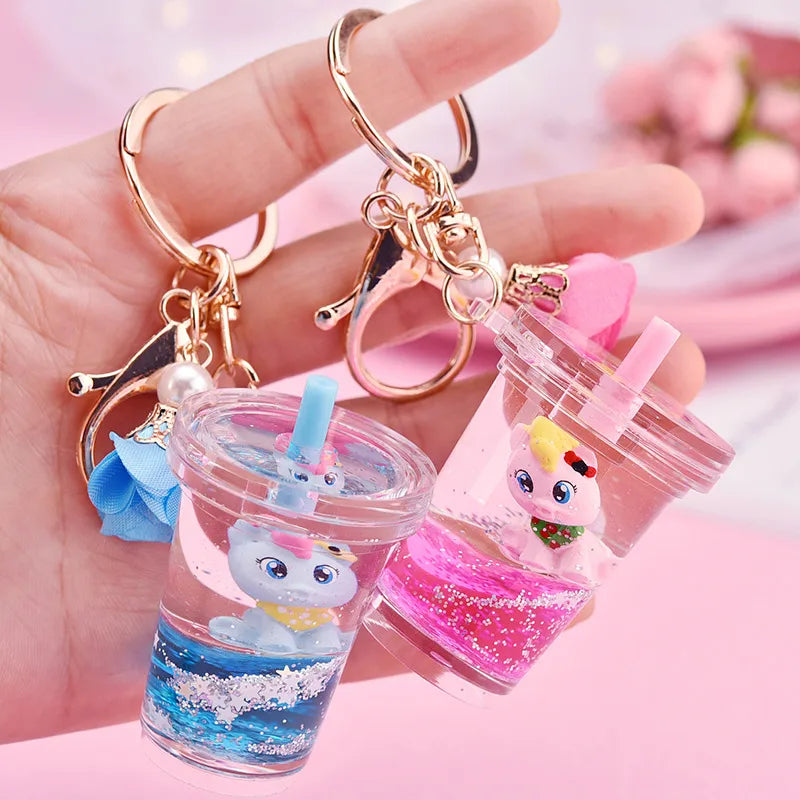 Floating Acrylic Quicksand Puppy Couple Keychain Wholesale Nihaojewelry