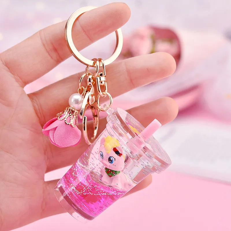 Floating Acrylic Quicksand Puppy Couple Keychain Wholesale Nihaojewelry