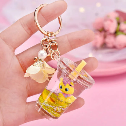 Floating Acrylic Quicksand Puppy Couple Keychain Wholesale Nihaojewelry