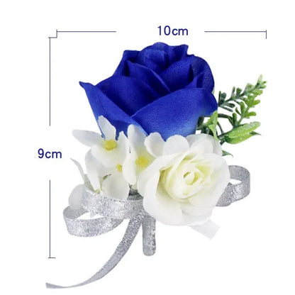 Wedding Bride And Groom Wrist Flower Corsage Simulation Flower Jewelry