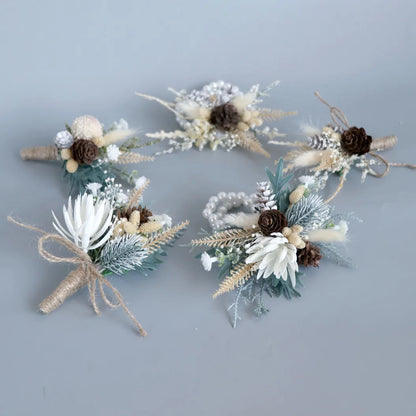 Bride And Groom Wedding Dried Flower Corsage Wrist Flower