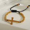 Formal Classic Style Love Cross 201 Stainless Steel Polyester 18K Gold Plated Bracelets In Bulk