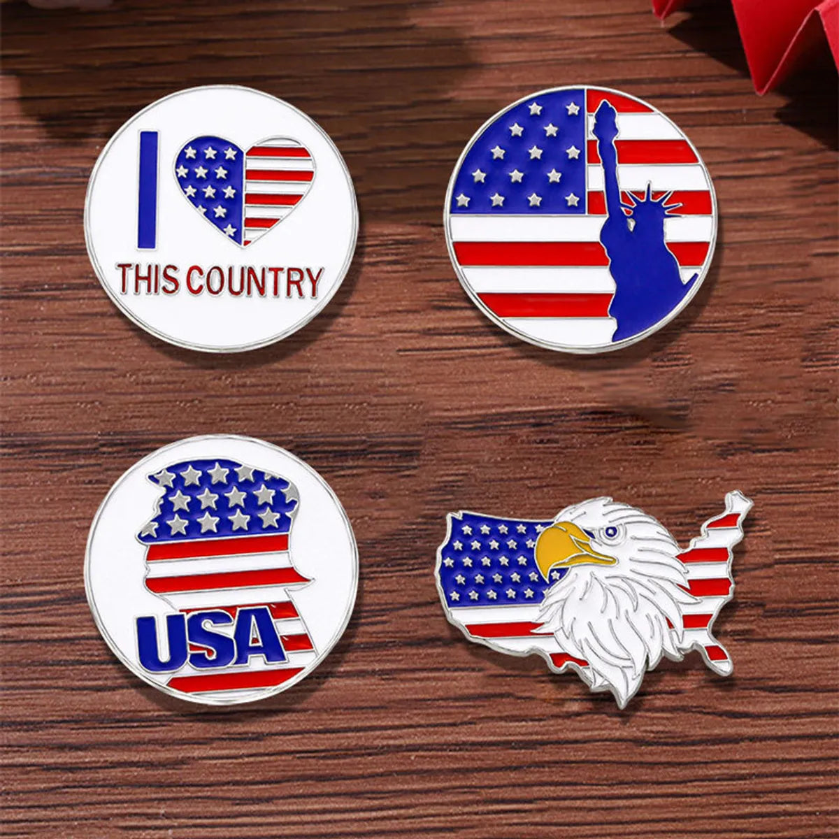 Formal Simple Style National Flag Letter Eagle Alloy Stamping Stoving Varnish Plating Unisex Brooches