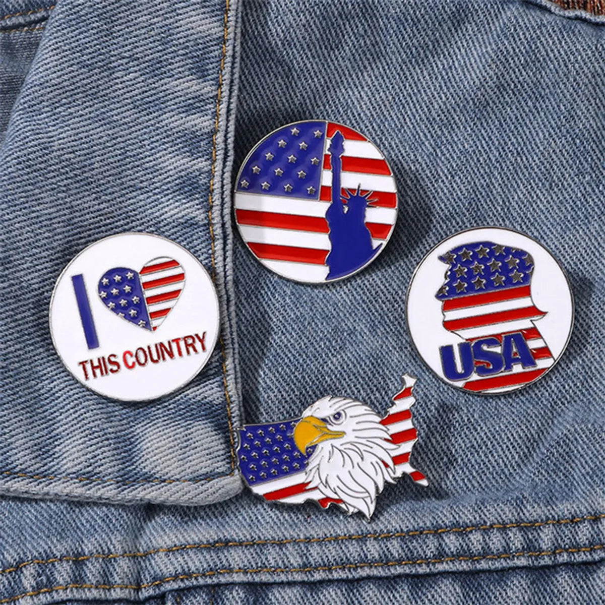 Formal Simple Style National Flag Letter Eagle Alloy Stamping Stoving Varnish Plating Unisex Brooches