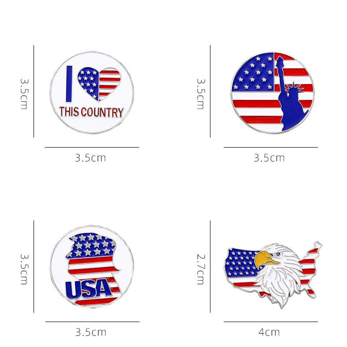 Formal Simple Style National Flag Letter Eagle Alloy Stamping Stoving Varnish Plating Unisex Brooches