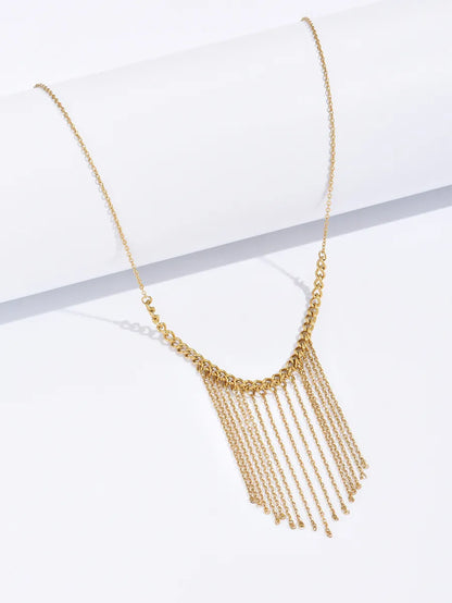 Formal Tassel Stainless Steel Chain Tassel Pendant Necklace