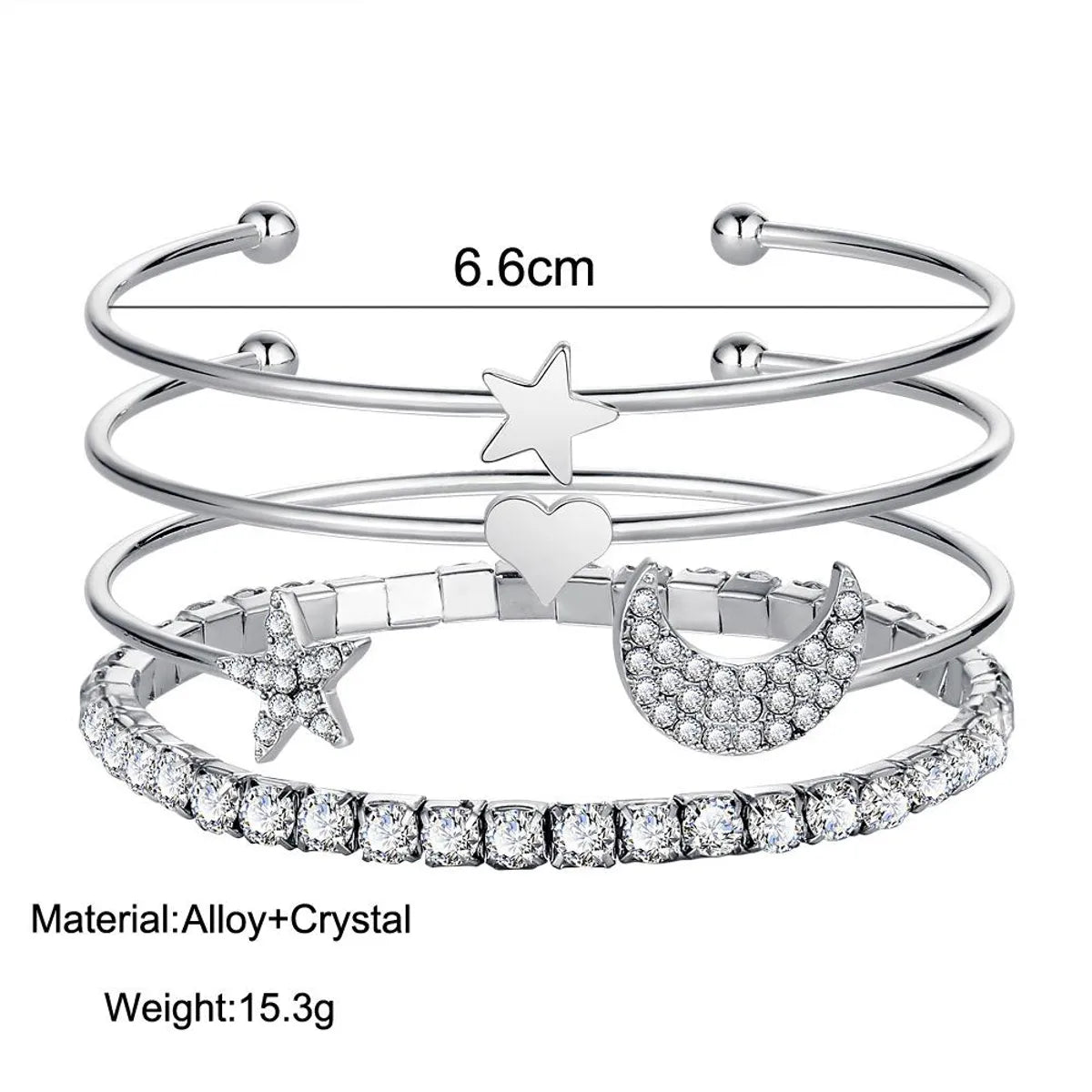 Four-piece Bracelet With Diamond Star Moon Opening Bracelet