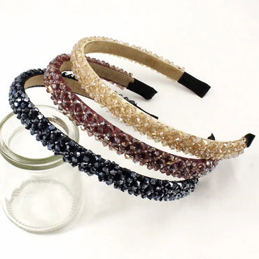 Four-Row Crystal Hair Hoop Korean Wide-Brimmed Rhinestone Headband Nihaojewelry Wholesale