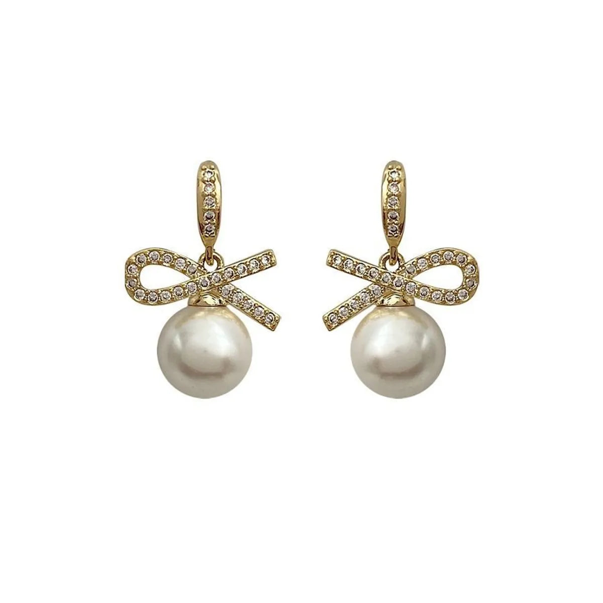 French Retro Bow Pearl Earrings