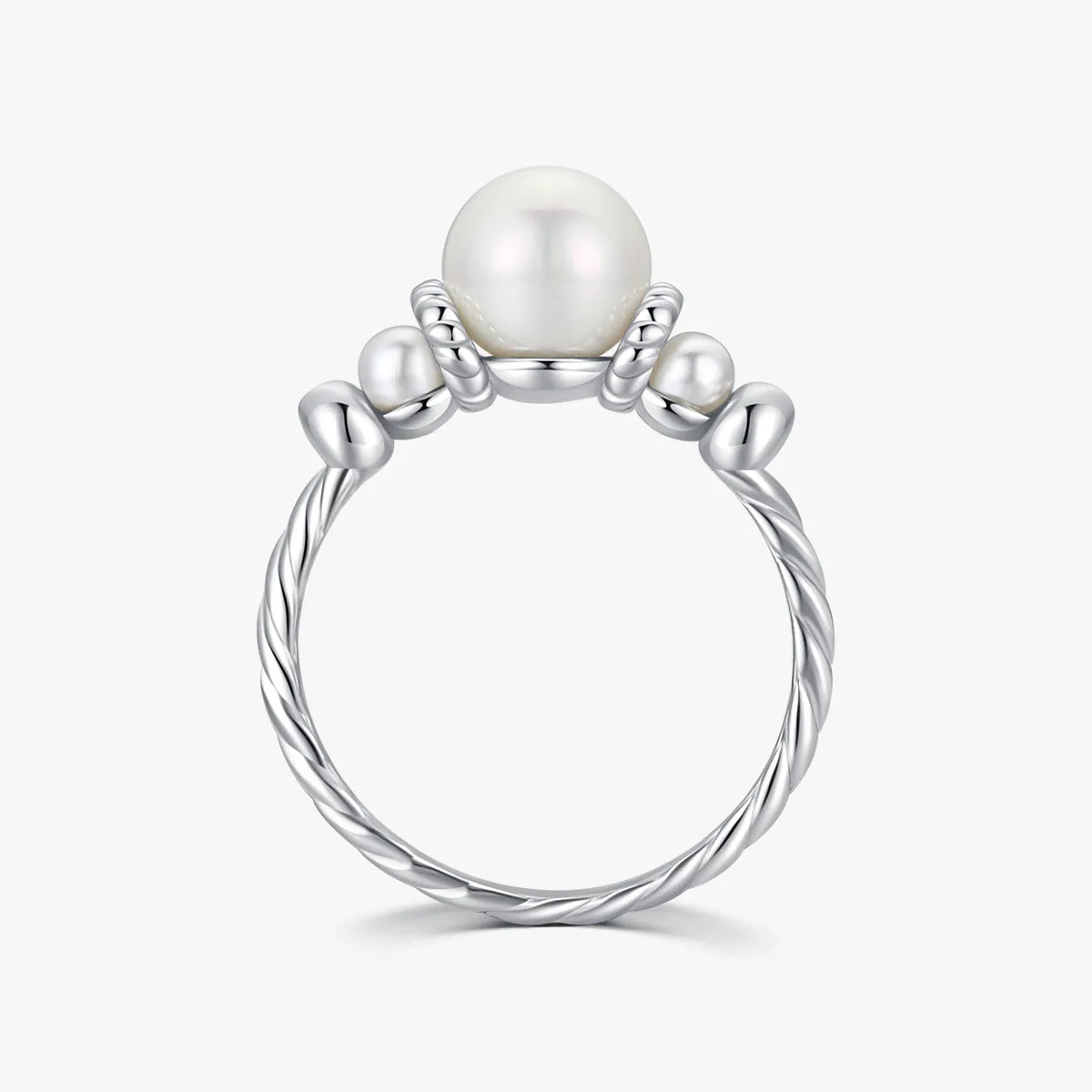 French Style Crown Sterling Silver Inlay Artificial Pearls Rings