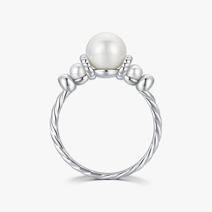 French Style Crown Sterling Silver Inlay Artificial Pearls Rings