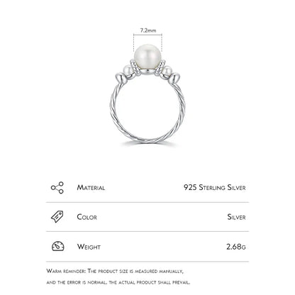 French Style Crown Sterling Silver Inlay Artificial Pearls Rings