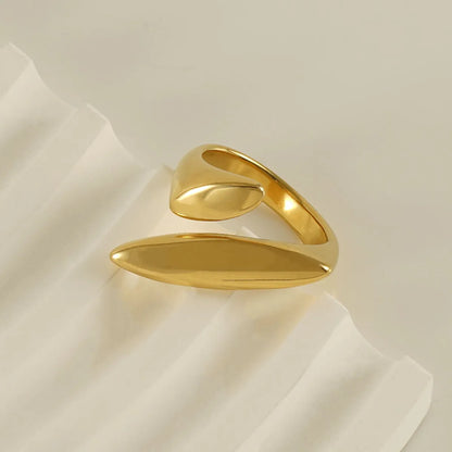 French Style Leaf Stainless Steel Plating 18k Gold Plated Rings