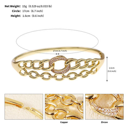 French Style Modern Style Classic Style Love Round Square Rhinestones Zircon Alloy Copper Wholesale Bangle