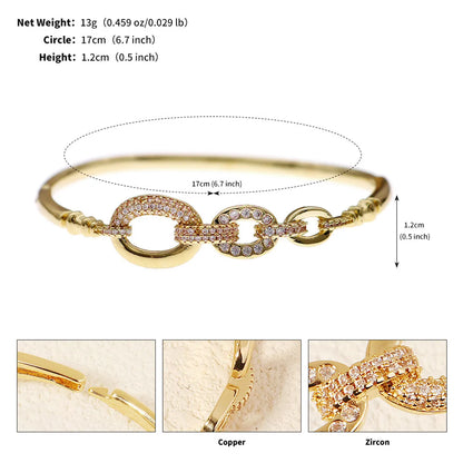 French Style Modern Style Classic Style Love Round Square Rhinestones Zircon Alloy Copper Wholesale Bangle