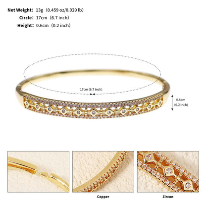 French Style Modern Style Classic Style Love Round Square Rhinestones Zircon Alloy Copper Wholesale Bangle