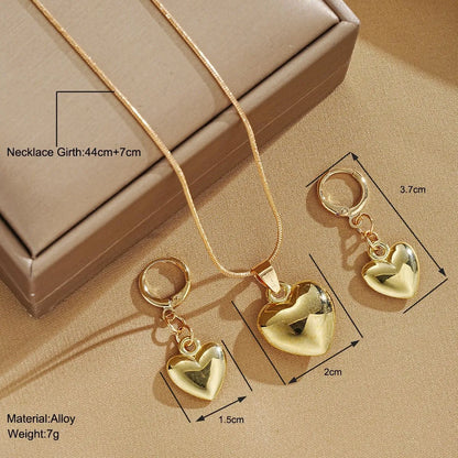 French Style Modern Style Heart Shape Alloy Plating Women'S Earrings Necklace Jewelry Set