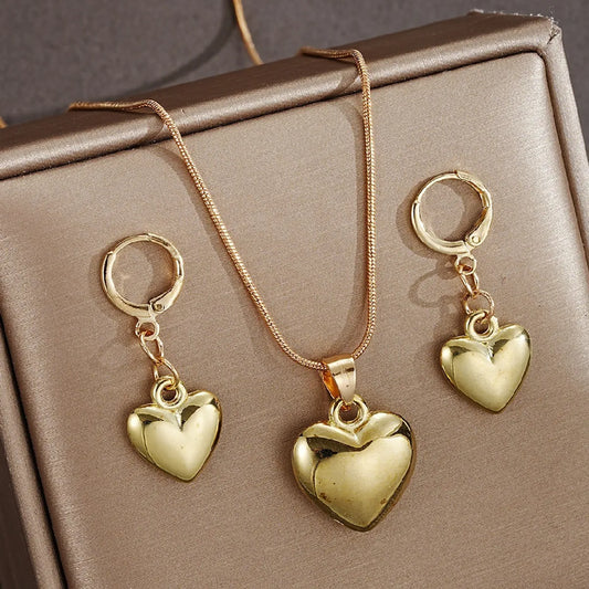 French Style Modern Style Heart Shape Alloy Plating Women'S Earrings Necklace Jewelry Set