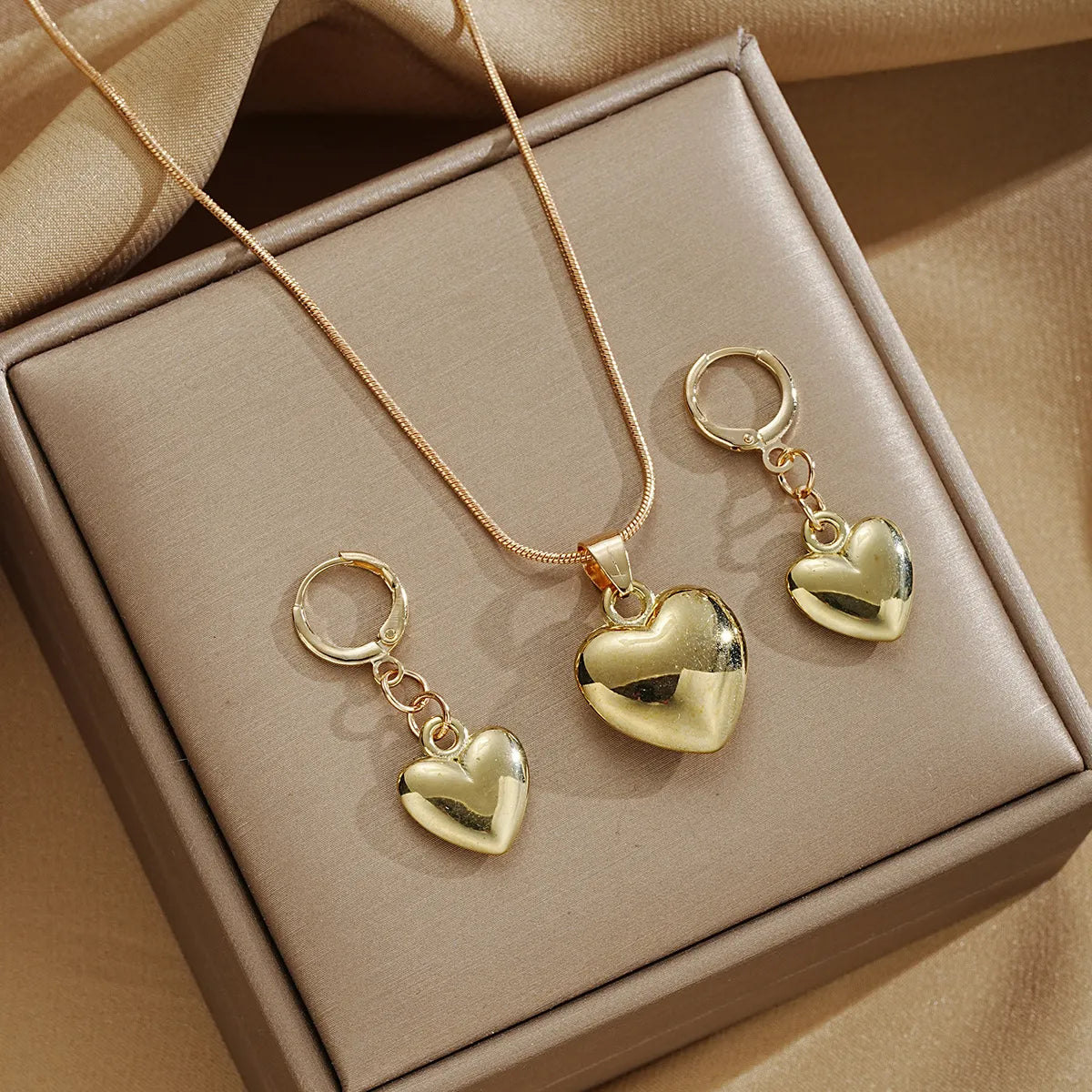 French Style Modern Style Heart Shape Alloy Plating Women'S Earrings Necklace Jewelry Set