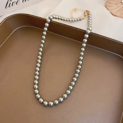 French Style Round Pearl Plating Women'S Necklace