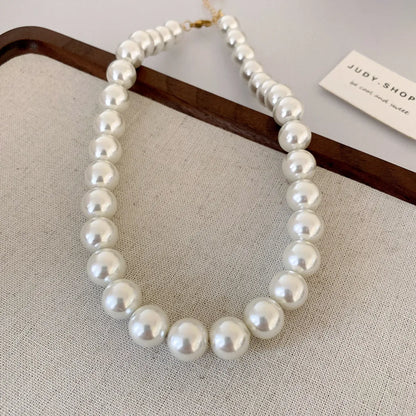 French Style Round Pearl Plating Women'S Necklace